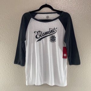 Element Women’s Three Quarter Sleeve Shirt Grey And White Size XL NWT